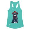 Camiseta de gatos para mujer GATO HIPSTER en color azul tahití, vista plana