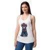 Camiseta de gatos para mujer GATO HIPSTER en color blanco, sobre modelo