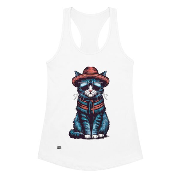 Camiseta de gatos para mujer GATO HIPSTER en color blanco, vista plana