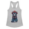 Camiseta de gatos para mujer GATO HIPSTER en color gris jaspeado, vista plana