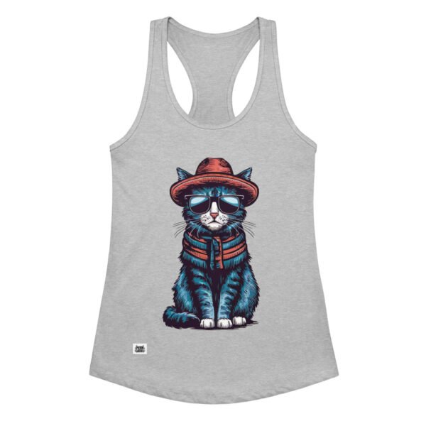 Camiseta de gatos para mujer GATO HIPSTER en color gris jaspeado, vista plana
