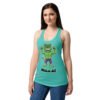 Camiseta de gatos para mujer HULKATO en color azul tahití, sobre modelo