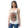 Camiseta de gatos para mujer HUMANA DOMÉSTICA CERTIFICADA en color blanco, sobre modelo