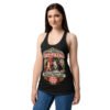 Camiseta de gatos para mujer HUMANA DOMÉSTICA CERTIFICADA en color negro, sobre modelo