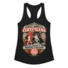 Camiseta de gatos para mujer HUMANA DOMÉSTICA CERTIFICADA en color negro, vista plana