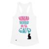 Camiseta de gatos para mujer HUMANA PROPIEDAD DE SU GATO en color blanco, vista plana