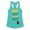 Camiseta de gatos para mujer HUMANO PROPIEDAD DE SU GATO en color azul tahití, vista plana