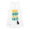 Camiseta de gatos para mujer HUMANO PROPIEDAD DE SU GATO en color blanco, vista plana