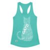 Camiseta de gatos para mujer GATO EN 40 IDIOMAS · MODELO A en color azul tahití, vista plana
