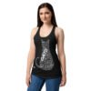 Camiseta de gatos para mujer GATO EN 40 IDIOMAS · MODELO A en color negro, sobre modelo