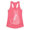 Camiseta de gatos para mujer GATO EN 40 IDIOMAS · MODELO A en color rosa eléctrico, vista plana