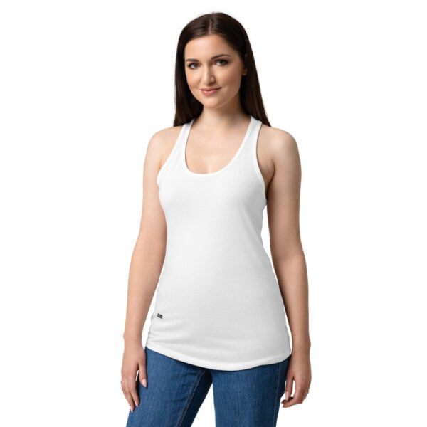 Camiseta de gatos para mujer GATO EN 40 IDIOMAS · MODELO B en color blanco, sobre modelo