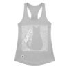Camiseta de gatos para mujer GATO EN 40 IDIOMAS · MODELO B en color gris jaspeado, vista plana