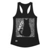 Camiseta de gatos para mujer GATO EN 40 IDIOMAS · MODELO B en color negro, vista plana
