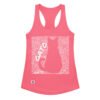Camiseta de gatos para mujer GATO EN 40 IDIOMAS · MODELO B en color rosa eléctrico, vista plana