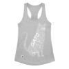Camiseta de gatos para mujer GATO EN 40 IDIOMAS · MODELO C en color gris jaspeado, vista plana