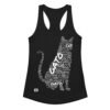Camiseta de gatos para mujer GATO EN 40 IDIOMAS · MODELO C en color negro, vista plana