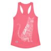 Camiseta de gatos para mujer GATO EN 40 IDIOMAS · MODELO C en color rosa eléctrico, vista plana