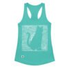 Camiseta de gatos para mujer GATO EN 40 IDIOMAS · MODELO D en color azul tahití, vista plana