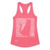 Camiseta de gatos para mujer GATO EN 40 IDIOMAS · MODELO D en color rosa eléctrico, vista plana