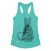 Camiseta de gatos para mujer GATO EN 40 IDIOMAS · MODELO A en color azul tahití, vista plana