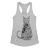 Camiseta de gatos para mujer GATO EN 40 IDIOMAS · MODELO A en color gris jaspeado, vista plana