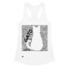 Camiseta de gatos para mujer GATO EN 40 IDIOMAS · MODELO B en color blanco, vista plana