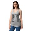 Camiseta de gatos para mujer GATO EN 40 IDIOMAS · MODELO B en color gris jaspeado, sobre modelo