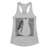 Camiseta de gatos para mujer GATO EN 40 IDIOMAS · MODELO B en color gris jaspeado, vista plana
