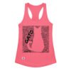 Camiseta de gatos para mujer GATO EN 40 IDIOMAS · MODELO B en color rosa eléctrico, vista plana