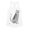 Camiseta de gatos para mujer GATO EN 40 IDIOMAS · MODELO C en color blanco, vista plana