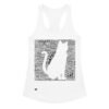 Camiseta de gatos para mujer GATO EN 40 IDIOMAS · MODELO D en color blanco, vista plana