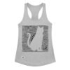 Camiseta de gatos para mujer GATO EN 40 IDIOMAS · MODELO D en color gris jaspeado, vista plana