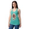 Camiseta de gatos para mujer ILLUMIGATO en color azul tahití, sobre modelo