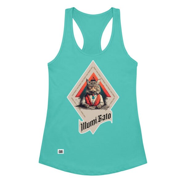 Camiseta de gatos para mujer ILLUMIGATO en color azul tahití, vista plana