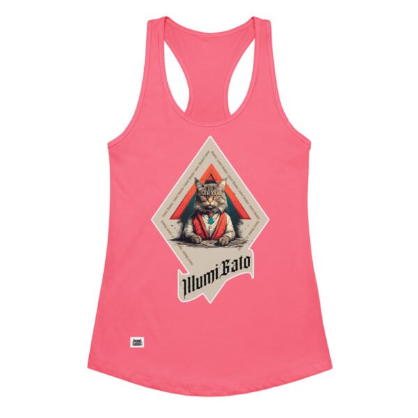 Camiseta de gatos para mujer ILLUMIGATO en color rosa eléctrico, vista plana