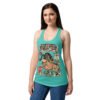 Camiseta de gatos para mujer INSPECCIÓN DE BOLSAS Y CAJAS en color azul tahití, sobre modelo