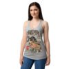 Camiseta de gatos para mujer INSPECCIÓN DE BOLSAS Y CAJAS en color gris jaspeado, sobre modelo