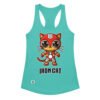 Camiseta de gatos para mujer IRON CAT en color azul tahití, vista plana