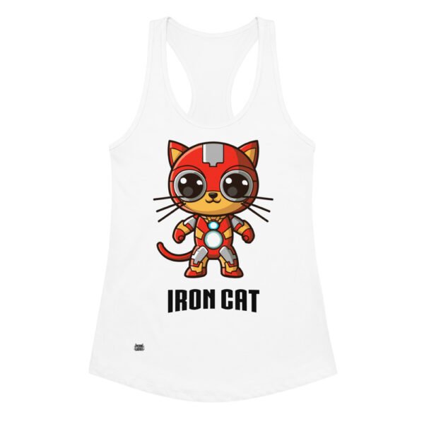 Camiseta de gatos para mujer IRON CAT en color blanco, vista plana