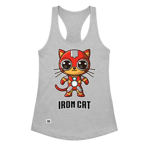 Camiseta de gatos para mujer IRON CAT en color gris jaspeado, vista plana