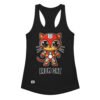 Camiseta de gatos para mujer IRON CAT en color negro, vista plana