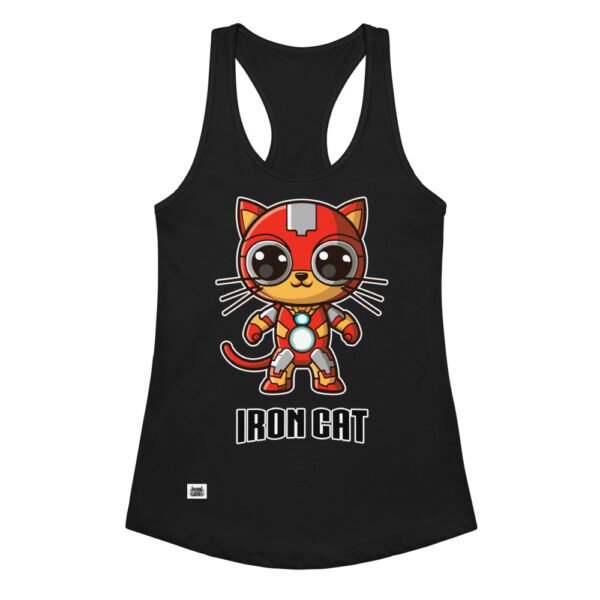 Camiseta de gatos para mujer IRON CAT en color negro, vista plana