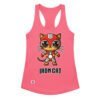 Camiseta de gatos para mujer IRON CAT en color rosa eléctrico, vista plana