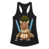 Camiseta de gatos para mujer GATO JEDI en color negro, vista plana