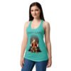 Camiseta de gatos para mujer JUEGO DE GATOS en color azul tahití, sobre modelo