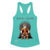 Camiseta de gatos para mujer JUEGO DE GATOS en color azul tahití, vista plana