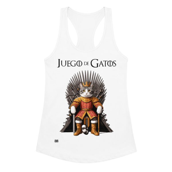 Camiseta de gatos para mujer JUEGO DE GATOS en color blanco, vista plana