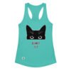 Camiseta de gatos para mujer JUZGÁNDOTE 24/7 en color azul tahití, vista plana