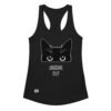 Camiseta de gatos para mujer JUZGÁNDOTE 24/7 en color negro, vista plana
